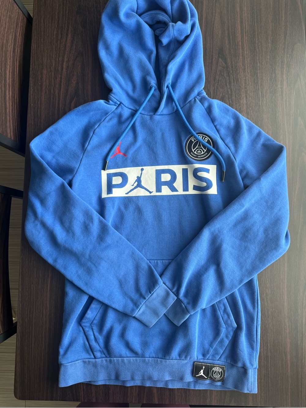Jordan Paris Saint-Germain PSG Soccer Pullover Hoodie Blue/White Size S